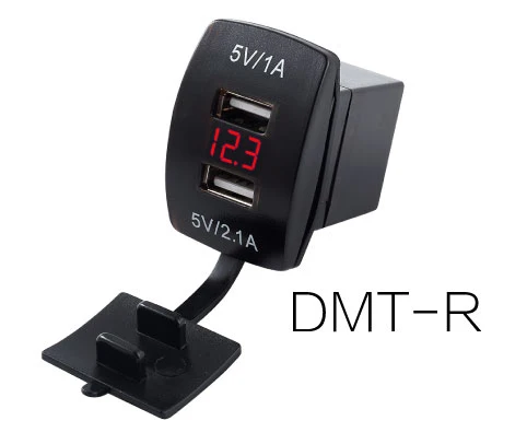 DMT-R Мини USB Автомобильное зарядное устройство кабель 12 В USB Автомобильное зарядное устройство адаптер питания розетка 4.2A 12 в двойной usb порт автомобильное зарядное устройство разъем вольтметр - Название цвета: DMT-R
