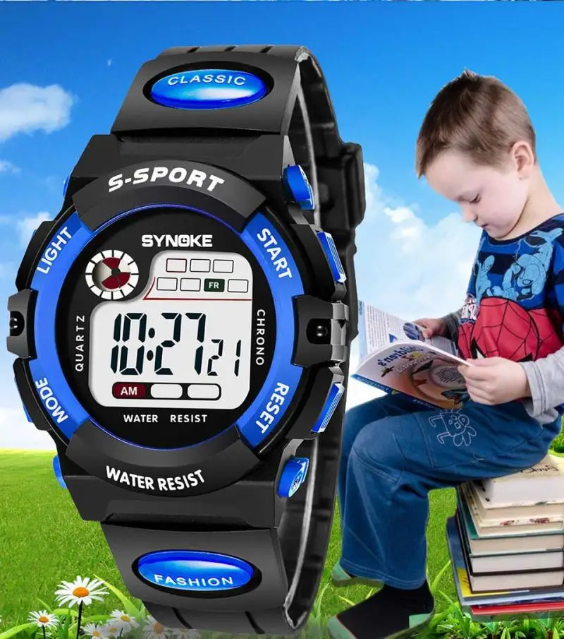 Детские цифровые спортивные часы, яркие крутые детские часы для мальчиков и девочек, светодиодный, электронные, водонепроницаемые наручные часы, подарки для мальчиков и девочек