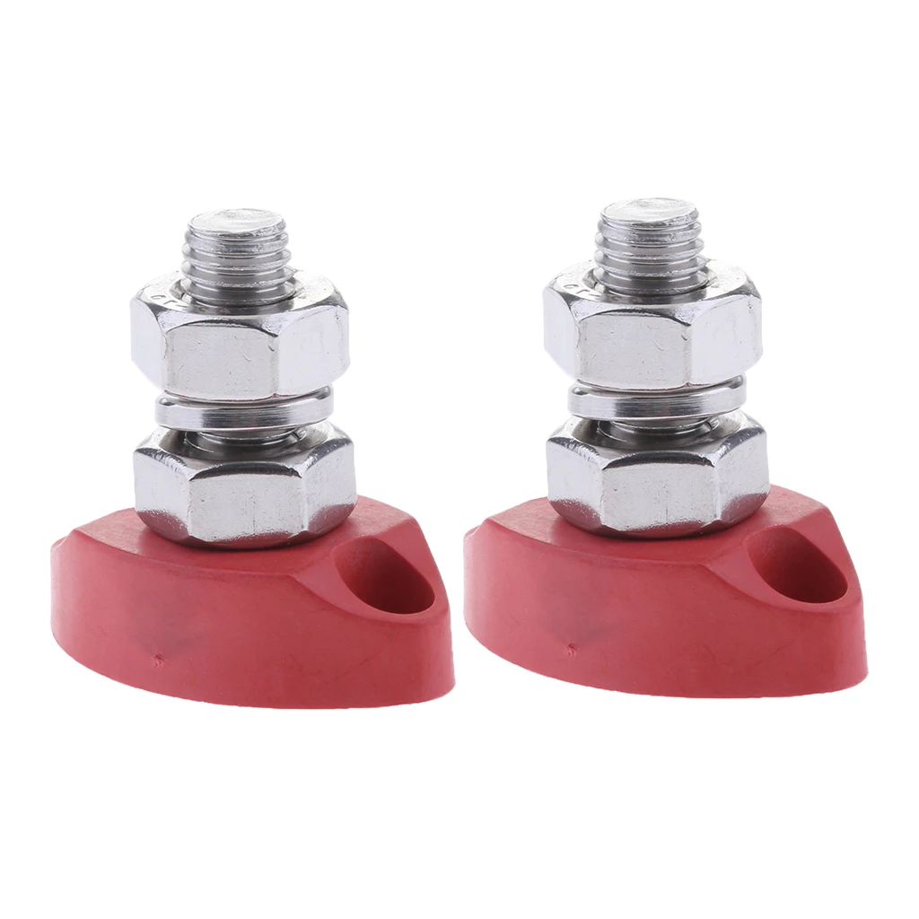 2 Pieces Red Junction Block Power Post Set Insulated Terminal Stud 8mm