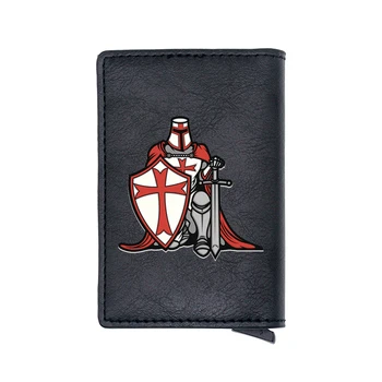 

Classic Vintage Knight Templar Card Holder Men Wallets Vintage Cool Black Money Bag Male Short Purse