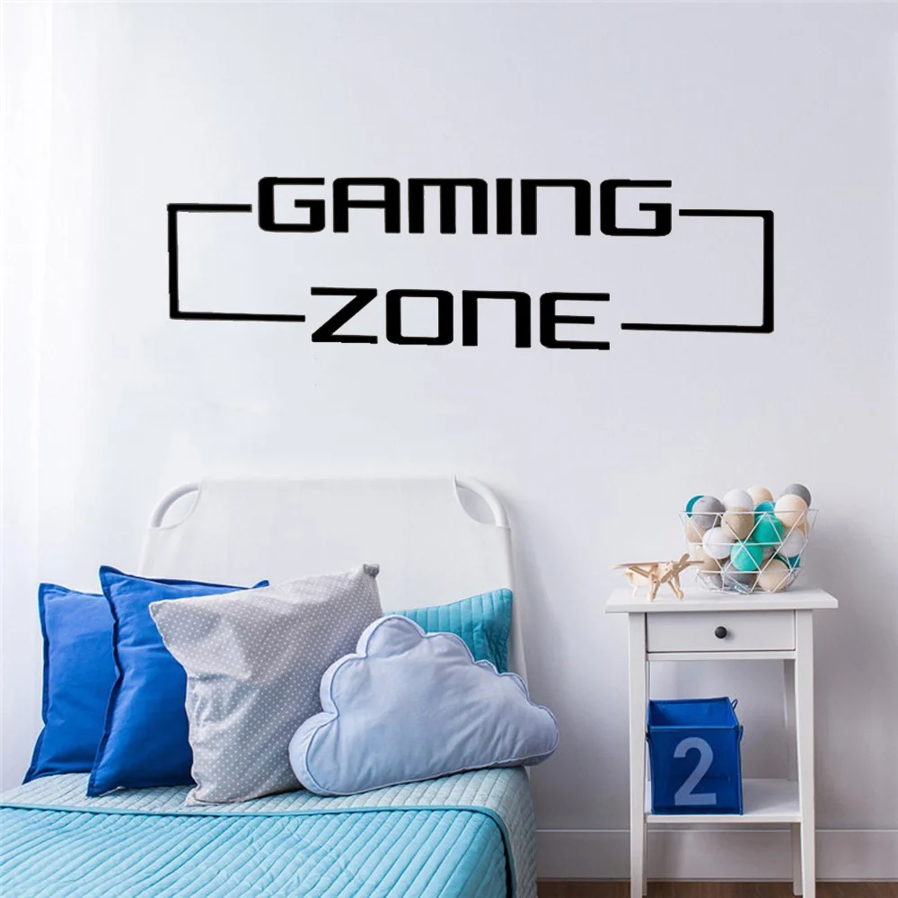 Autocollant mural personnalisé Gaming Zone, nom personnalisé, jeu vidéo,  salle de jeux, chambre d'enfant, vinyle, décoration d'intérieur - AliExpress