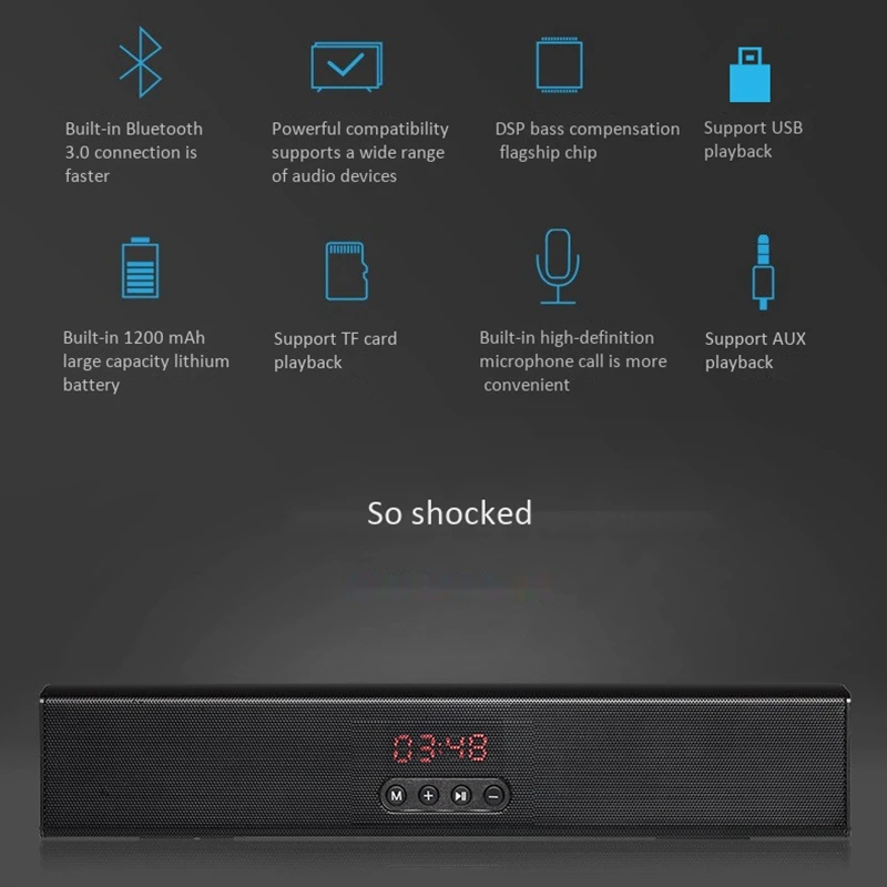 Полностью Bluetooth Саундбар беспроводные стерео колонки Hifi домашний кинотеатр тв звуковая панель звуковая система Поддержка памяти диск