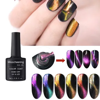 

Gel nail polish base and top coat not easily scratched 5D Nail Gel Magnet Magic Cat Eye Gel Nail Art Soak Off UV LED Gel Y808