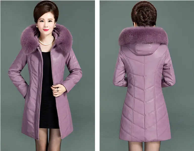 Женская кожаная куртка 4Xl 5Xl 6Xl, Женское пальто из искусственной кожи, воротник из искусственного меха, новая зимняя кожаная одежда для женщин среднего возраста A3888
