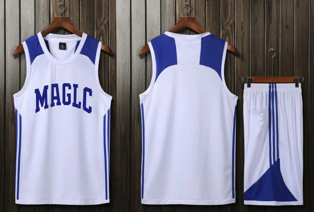 Детские и мужские майки баскетбльная, ретро дешевая баскетбольная форма костюмы рубашка без рукавов команда тренировочные майки белый - Цвет: MAGLC