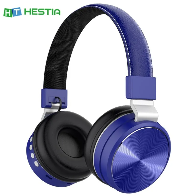 HM 02 Head mounted Earphone Bluetooth 5 0 Over Ear Adjustable Metal Stretch Rail Foldable Headphone USB Port Subwoofer Earbuds