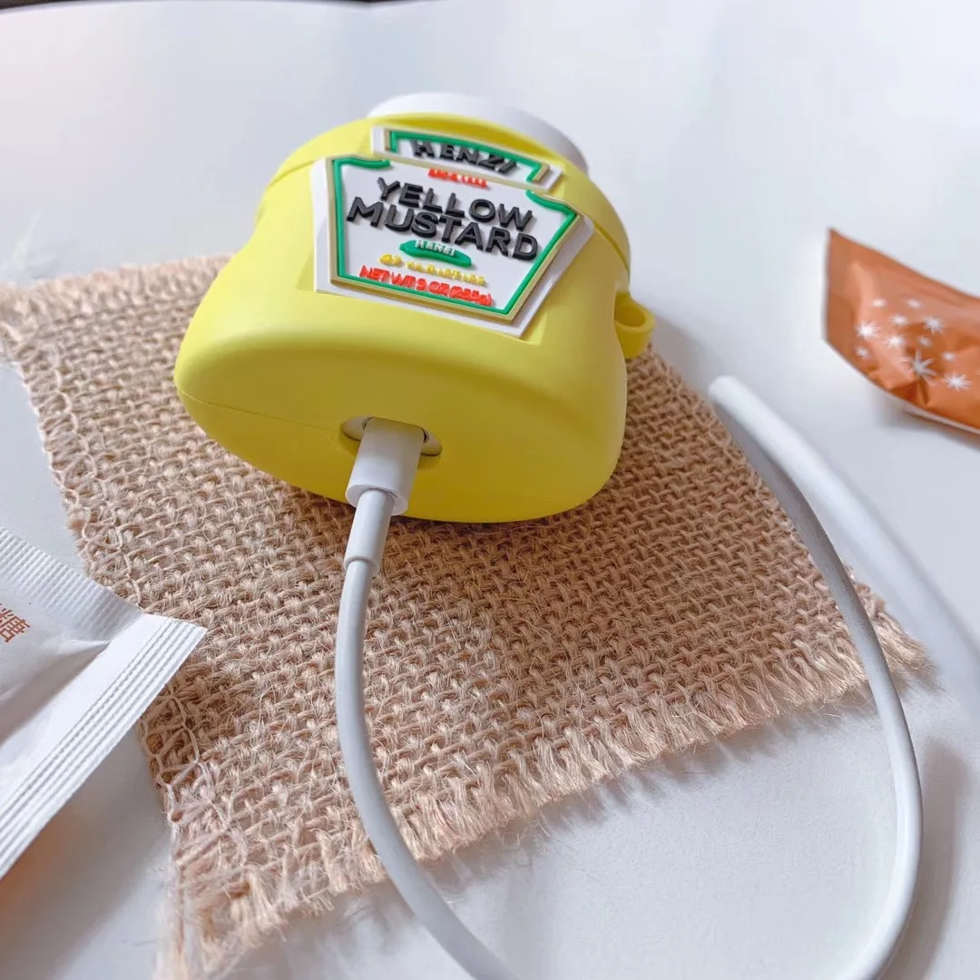 Для AirPod 2 Чехол 3D Tomato Ketchup мультяшный мягкий силиконовый беспроводной кожухи головных телефонов для Apple Airpods чехол милый чехол Funda