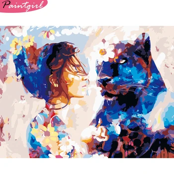 

PAINT GIRL DIY Framed Oil Painting By Numbers Adults Colorful Paint Wall Art Picture For Living Room Home Decor