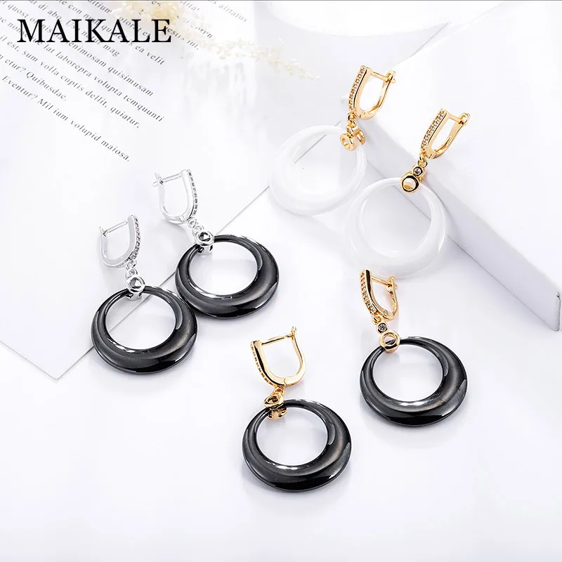 Женские Простые керамические серьги MAIKALE трендовые медные большие с кубическим