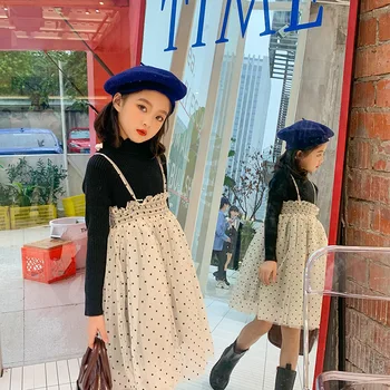 

Girls 2020 late autumn sweater suspender skirt two-piece children's long-sleeved sweater suit winter ladies
