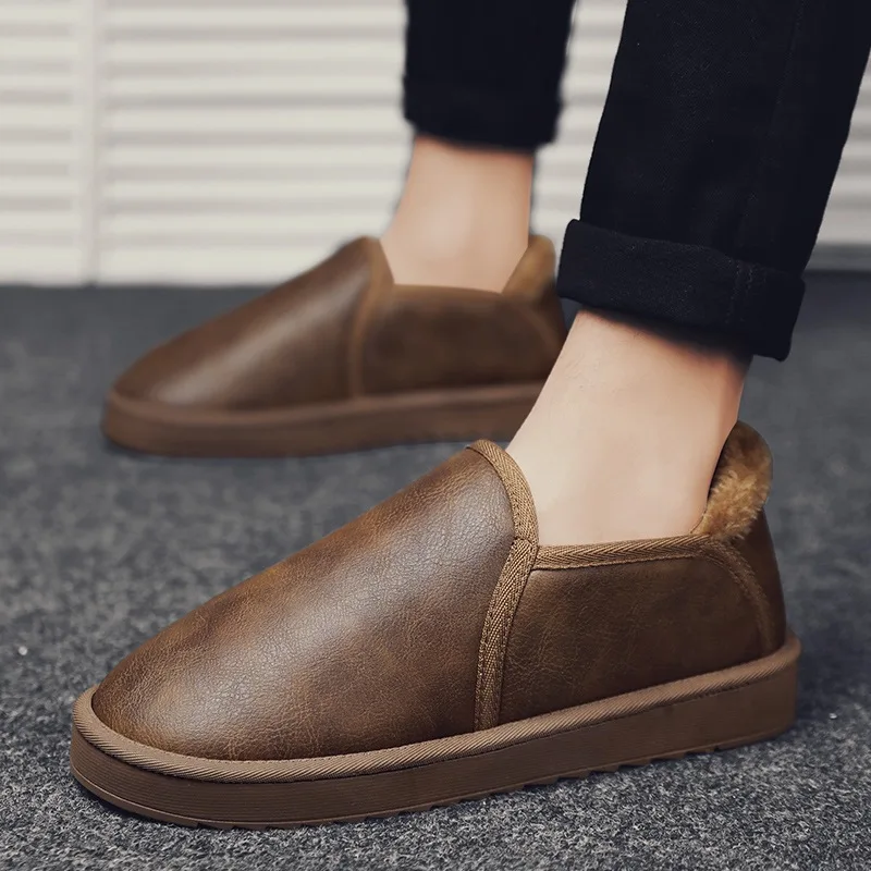 

2019 Winter New Style Old Man Cotton-padded Shoes plus Velvet Warm Dad Snow Boots Home Lazy Fashion Foot Covering mao xie Outdoo