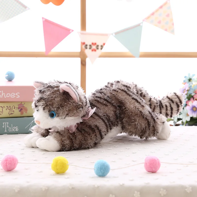 New cute plush cat white black soft stuffed plush toy animal gift for children boy girl toy gift 35-40cm - Цвет: 40cm