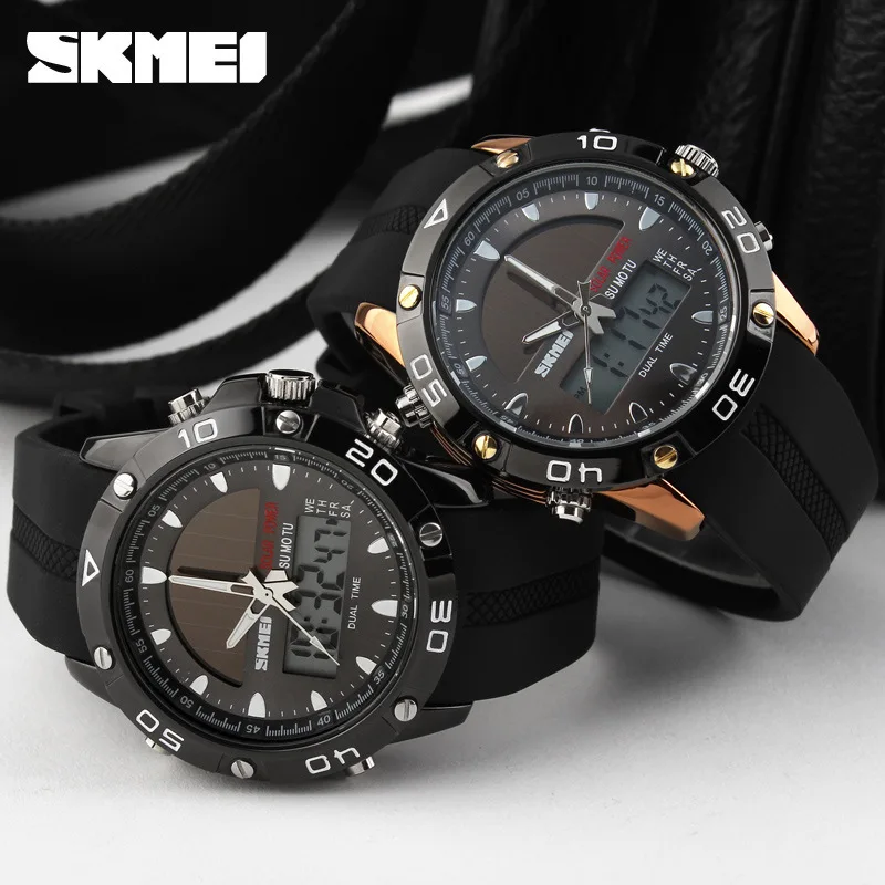 

Skmei 1064 Solar Watch Men Trend Dual Display Electronic Watch Outdoor Sports Watch Waterproof Cool Watch