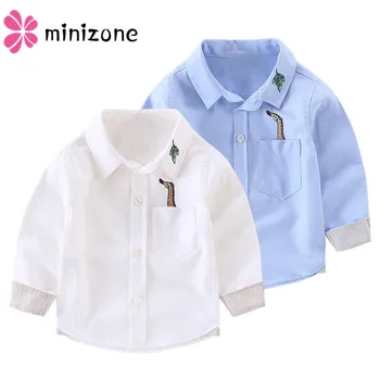 

Boy Cotton Long-Sleeve Shirt 2019 Autumn And Winter Spring And Autumn Korean Children'S Clothing Cartoon Blouse White Baby Shirt
