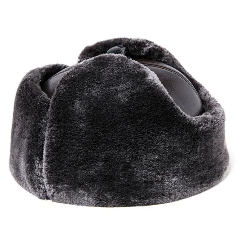 XdanqinX супер теплая мужская зимняя меховая шапка из натуральной кожи, толстая бархатная шапка-бомбер, мужские кожаные наушники из воловьей кожи, лыжная шапка s