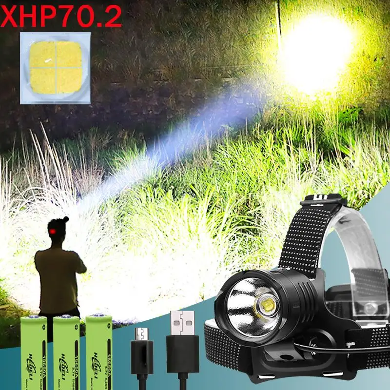 

most powerful Xlamp xhp70.2 led headlamp usb 18650 rechargeable head lamp xhp70 headlight waterproof zoom head torch power bank