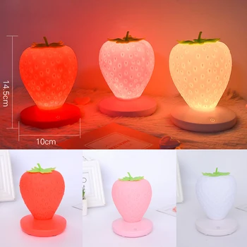 

Fruit Lamp Little Strawberry LED Night Light Luminarias for Dinning Room Coffee Bar Lamp Decor USB Charge Dimmable Lighting Gift