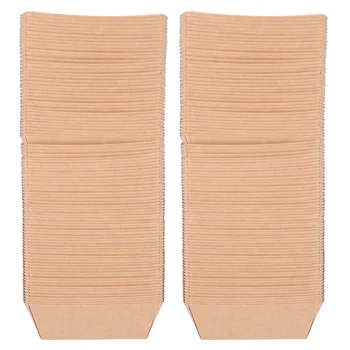 

100 Pcs Disposable Paper Food Serving Tray Kraft Paper Take-Out Box Boat Shape Snack Open Box French Fries Chicken Storage Tray