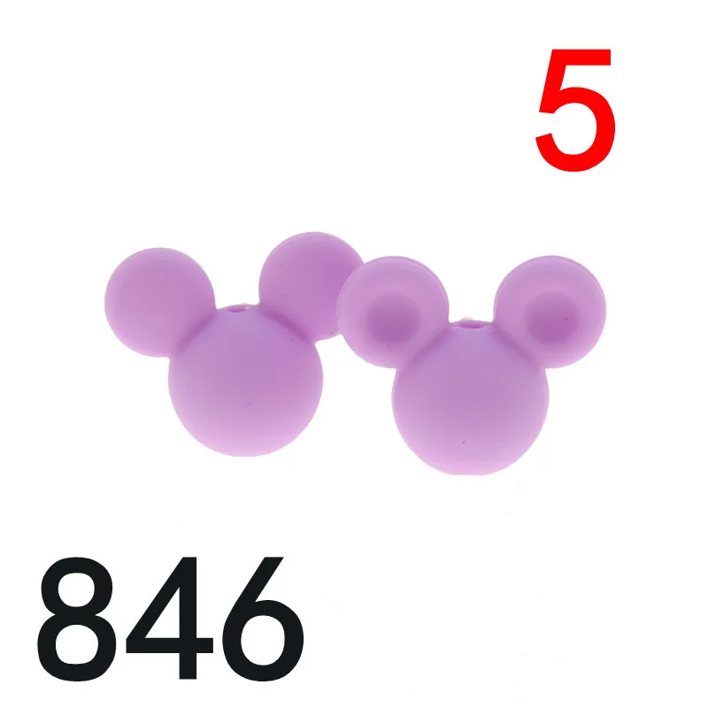 miky846 ATOB, 5 шт., силиконовые бусины для прорезывания зубов с мышкой, для ожерелья, без бисфенола, животные, Детские Прорезыватели, игрушки, аксессуары для кормления, сделай сам - Цвет: miky846
