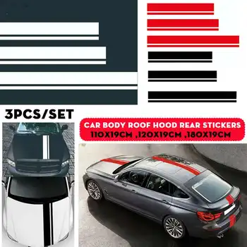 

Universal Car Hood Stripe Stickers Engine Cover Vinyl Decal Stickers Racing Sports Strips Roof Rear Trunk Trim Decoration