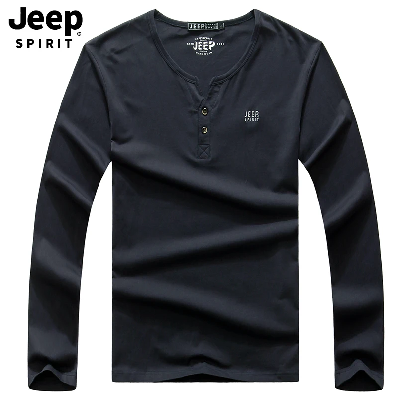 JEEP SPIRIT Новая Осенняя футболка мужская с круглым вырезом и длинным рукавом мужская футболка Homme пять цветов футболка Homme