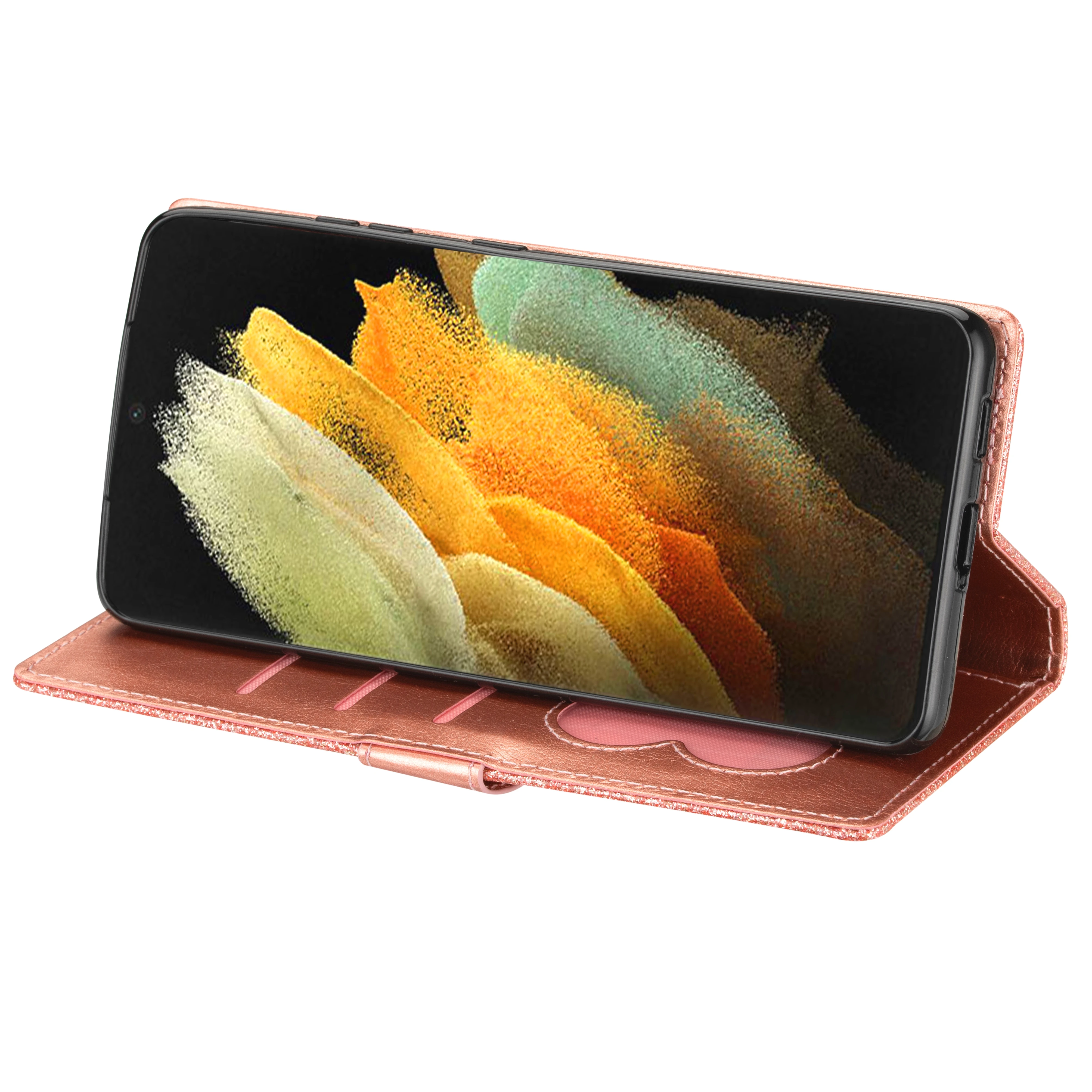 Glitter Leather Zipper Flip Wallet Phone Case Cover