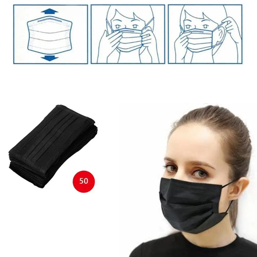 

50Pcs 3-Ply Anti-Dust Disposable Surgical Medical Salon Earloop Face Mouth Masks