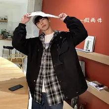 Пальто с капюшоном из двух частей, Мужская Рабочая куртка для студентов в гонконгском стиле, коллекция года, весенние пары в гонконгском стиле, корейский стиль, тренд, BF