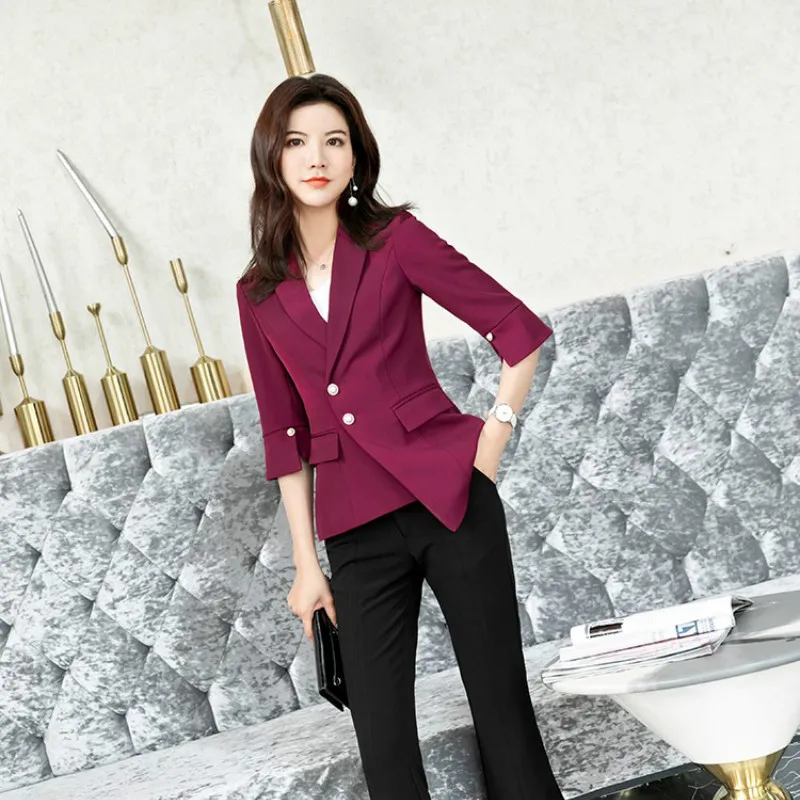 Fashion women's suit 2020 spring and summer casual ladies jacket Office temperament solid color blazer Interview clothing