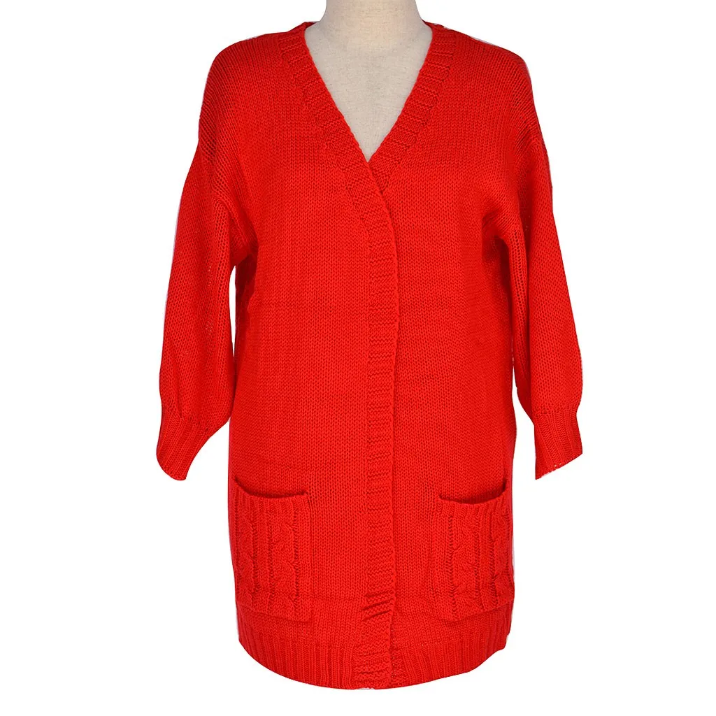 Dames vesten lange mouw женский сексуальный трикотажный свитер с карманом Camisole модный кардиган, свободное Пальто sueter mujer invierno# XB40