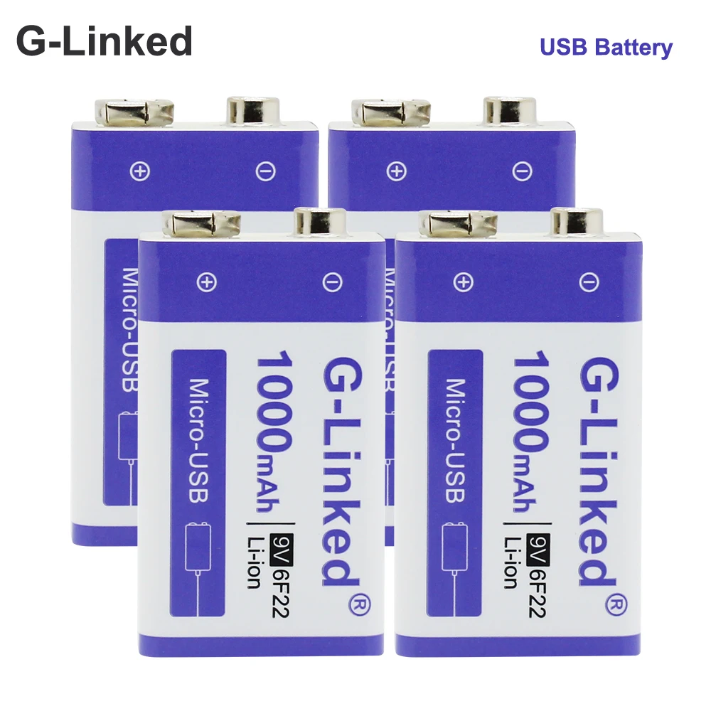 4PCS 9V 1000mAh Li-ion Rechargeable Battery Micro USB Batteries lithium for Multimeter Remote Control KTV Use | Электроника