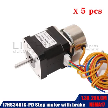 

5pcs 42 stepper motor with brake 1.8A 42 large torque stepper motor with band brake 17ha3401