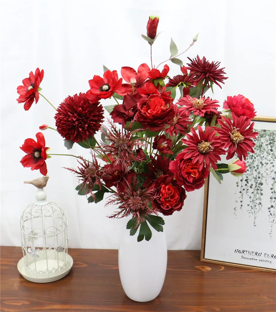 Build Your Wedding Flower Package-Apple Red Black theme-artificial Flowers 