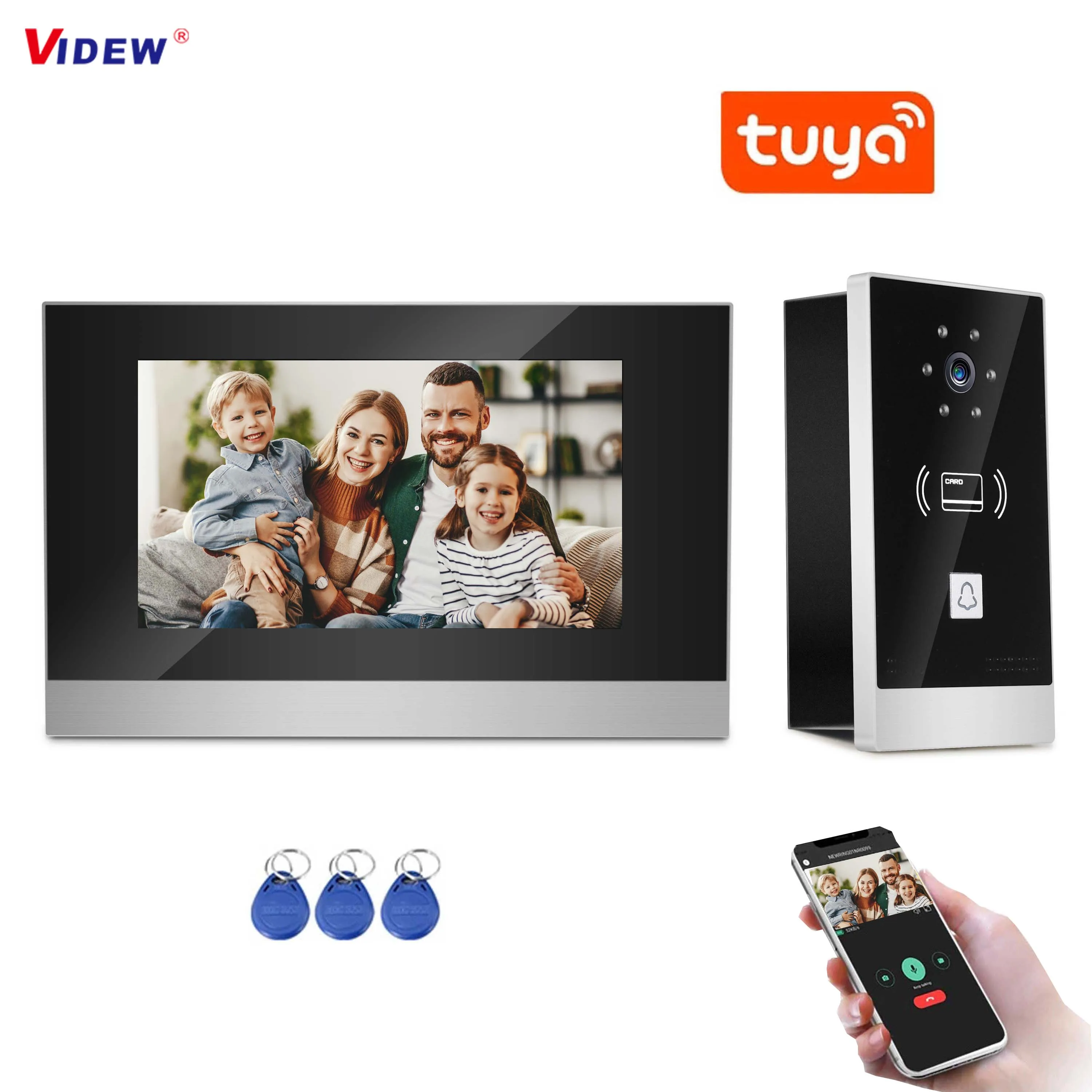 Videow-cámara de vídeo de 7 pulgadas, intercomunicador con 2 cables, aplicación inteligente para puerta, teléfono, visión nocturna, sistema de entrada para Villa, seguridad del hogar