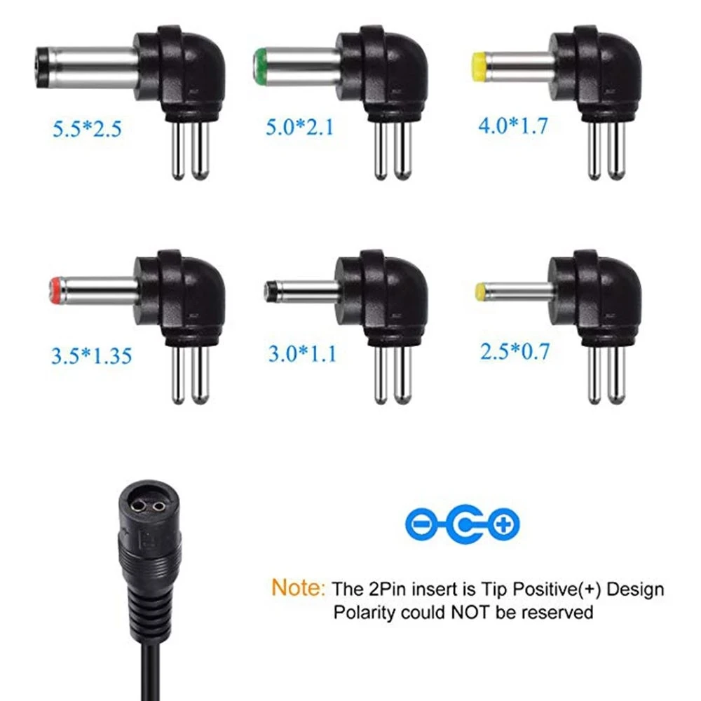 범용 전원 어댑터, AC DC 충전기, 전원 컨버터, USB 포트, 6 개 잭 커넥터, 3V, 4.5V, 5V, 6V, 7.5V, 9V, 12V, 5V, 2.1A, 30W