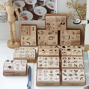 

1set Vintage arrow animal plant travel stamp DIY wooden rubber stamps for scrapbooking stationery scrapbooking standard stamp