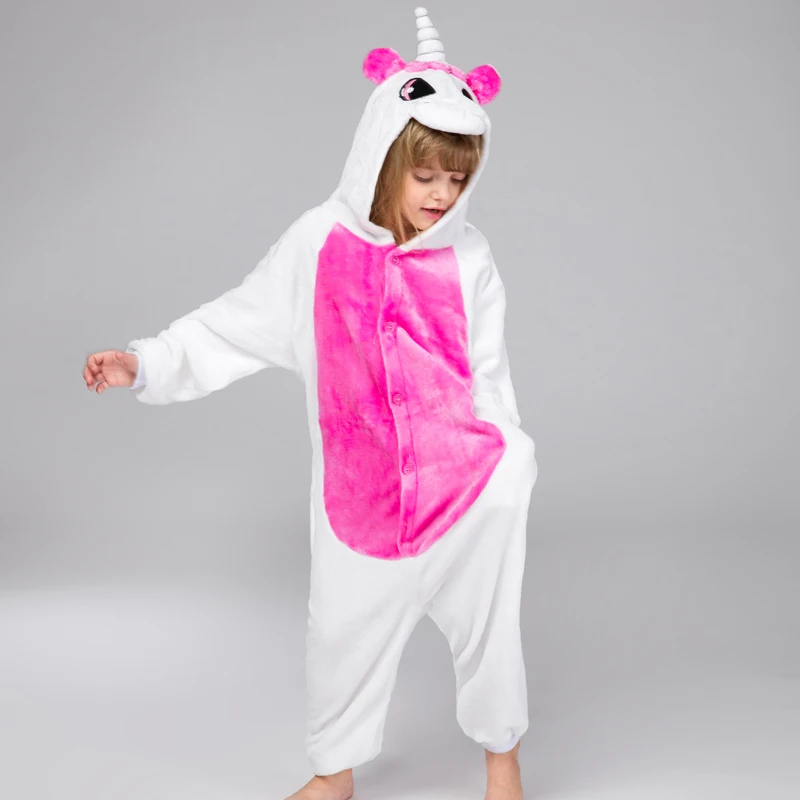

Girls Winter Flannel Unicorn Pajamas Boys Cartoon Animal Pajama girls pajamas Kigurumi Sleepwear Blankets Pijamas Infantil 4-12Y