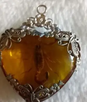 

Tibet siliver Handwork amber with real scorpion statue free shipping