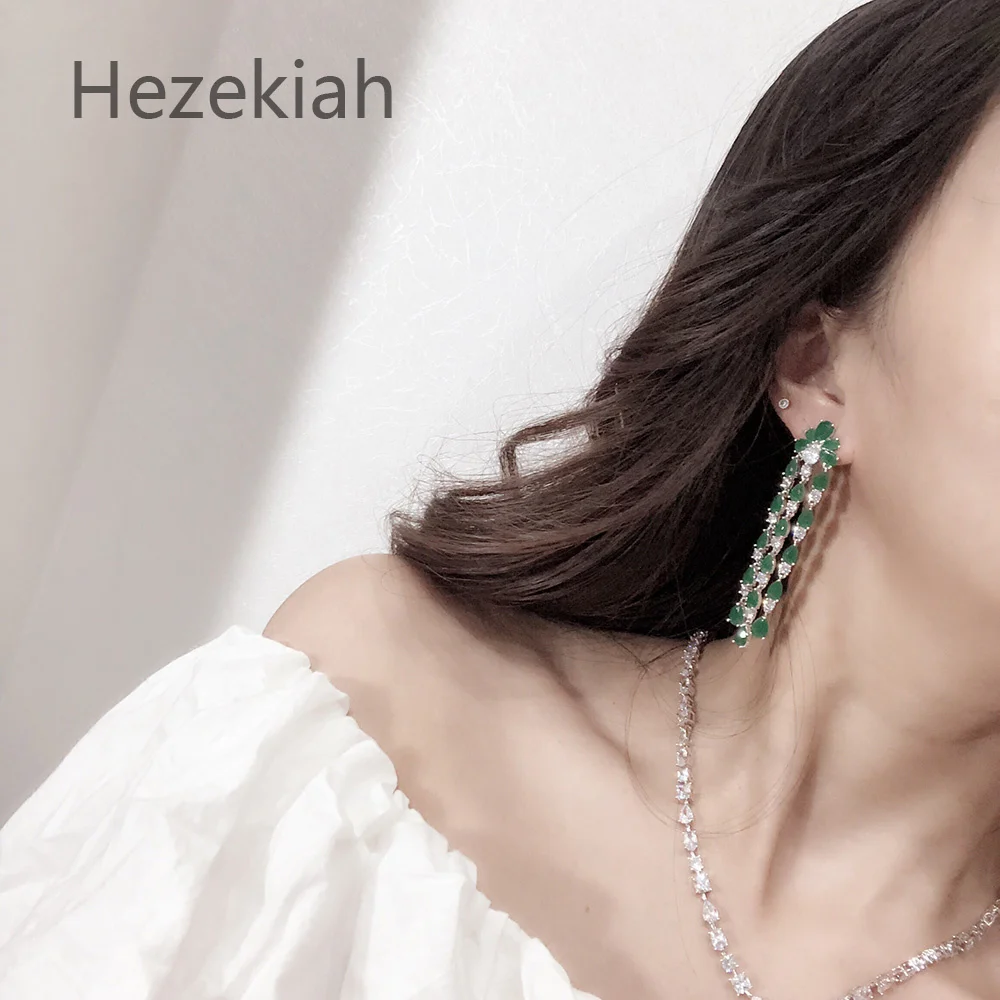 Green Drop Earrings Fashion Lady Noble Tassel Dance Party Wholesale Fine Jewelry Christmas Trending Women Accessories