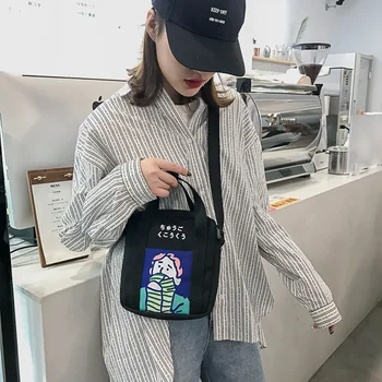 

Women Shoulder Bags Girls Handbags 2020 Summer Brand New Fashion Female Casual Cartoon Canvas Messenger Bags Crossbody Bags
