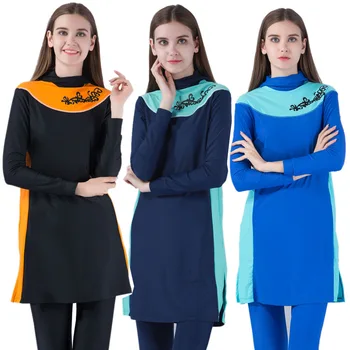 

WEPBEL Muslim Women Swimsuits Women's Swimsuit Printed Beach Swimwear Swimming Clothing Set 2pcs Full Sleeve