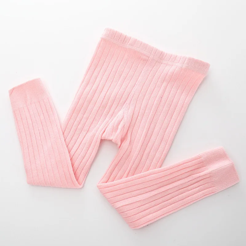 Лидер продаж; эластичные лосины Брюки для маленьких девочек; сезон весна-осень; вязаные брюки для малышей; 6 цветов для детей - Цвет: pink