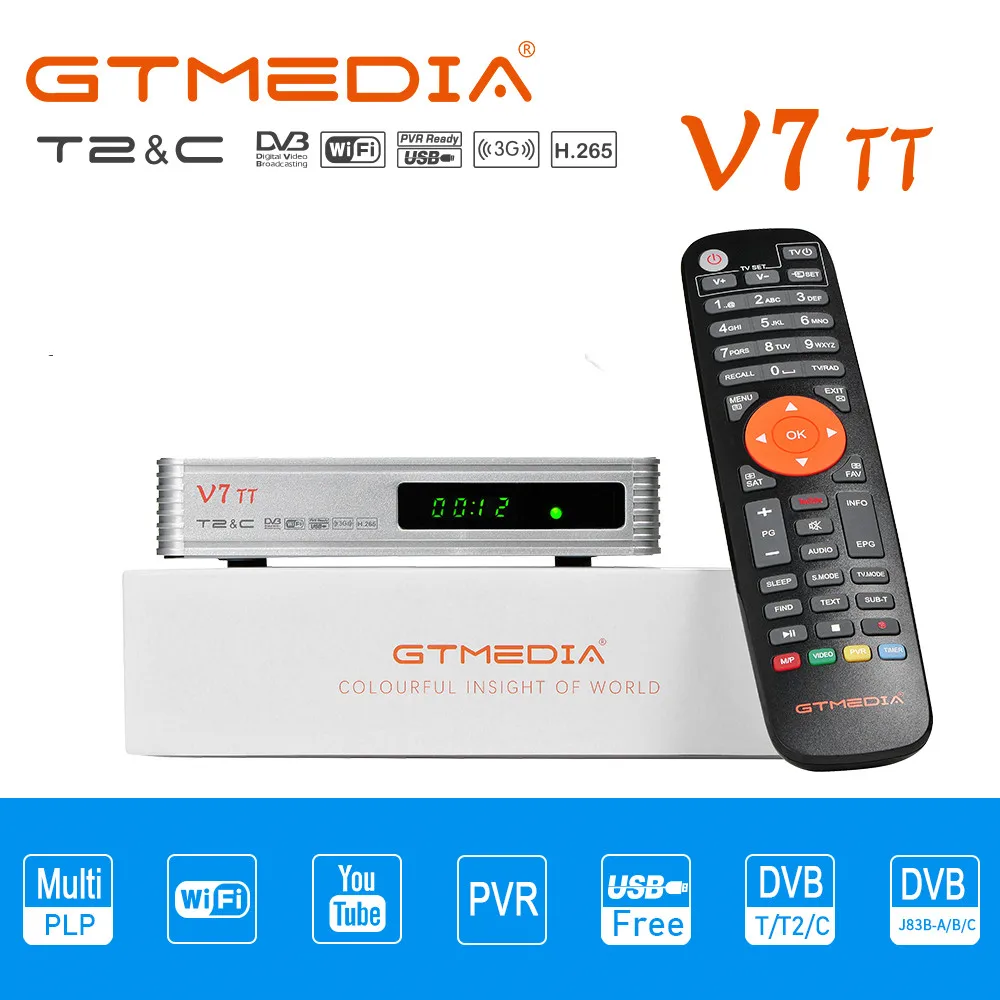 GTMEDIA V7 TT DVB-T2 DVB-S ТВ приемник Combo Цифровой Wi-Fi Бесплатная H.265 Поддержка FULL HD 1080P со