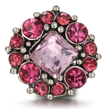 

20pcs Wholesale New Snap Button Jewelry square red Rhinestone crystal flower Snaps for DIY 18mm 20mm Snaps Bracelet for Women
