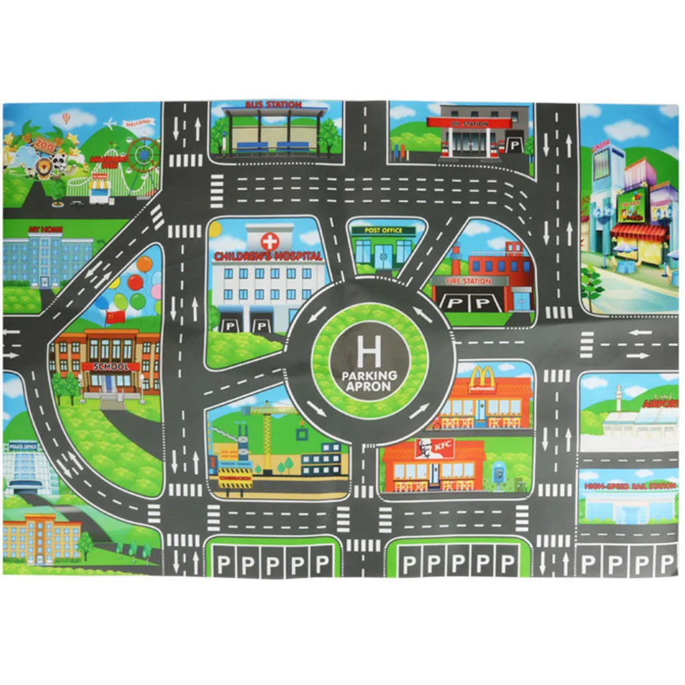 Kids City Road Buildings Parking Map Play Mat Children Game Scene Car Map Educational Toys For Baby Boys Girls