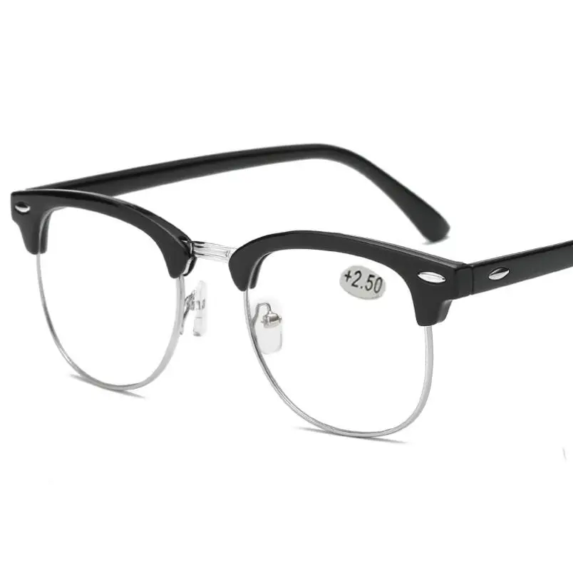 Metal Half Frame Reading Glasses Presbyopic Eyewear Male Female Far sight Glasses with strength +0.5 +0.75 +1.0 +1.25 To +4.0 3