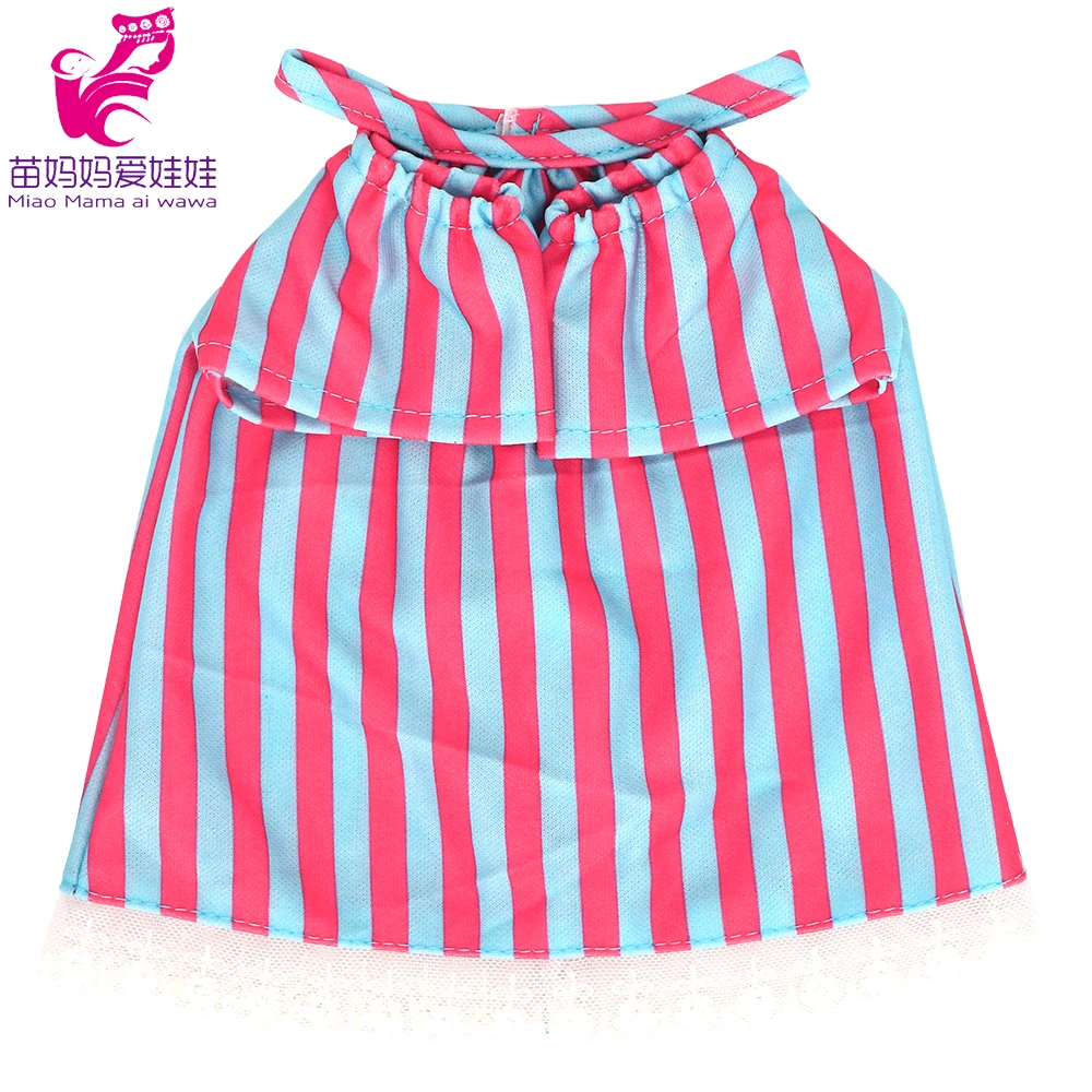 红蓝条纹露肩裙展示 拷贝