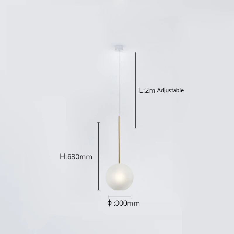 30cmx68cm Современный стеклянный шар, светодиодный подвесной светильник, освещение, домашний декор, подвесной светильник для столовой, гостиной, спальни, кухни, подвесной светильник - Цвет корпуса: 30cmx68cm