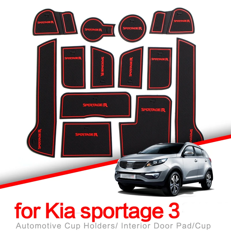 Car Gate Slot Cup Mat for KIA Sportage 3 2011 2012 2013 2014 2015 Door Groove Mats Anti-Slip Cup pad Cover Interior Accessories