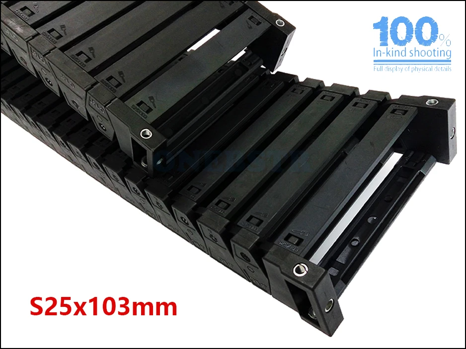 JFLO 1 Meter S25x25mm S25x38mm S25x57mm Drag Chain High-Speed Mute Towline Wire Carrier Cable Tanks Chain S25x77mm S25x103mm 27